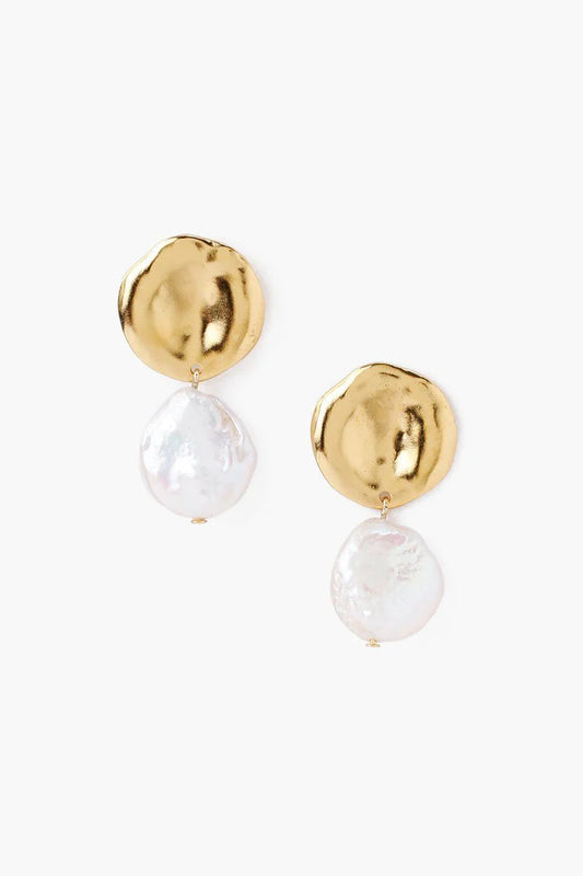 TWO TIERED WHITE KESHI PEARL EARRINGS